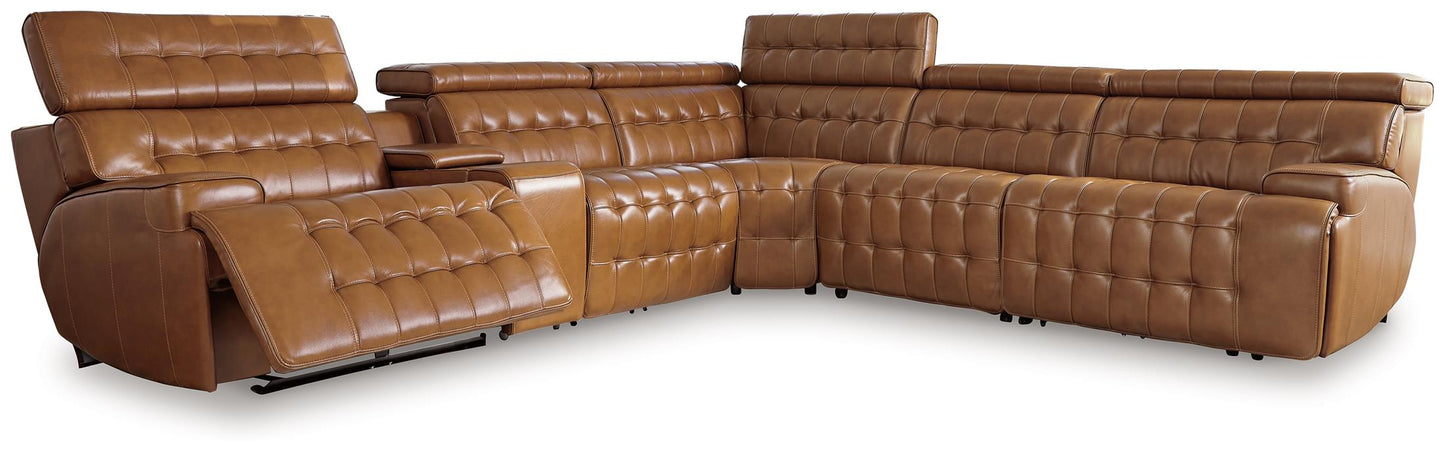 Temmpton 6-Piece Power Reclining Sectional With Console