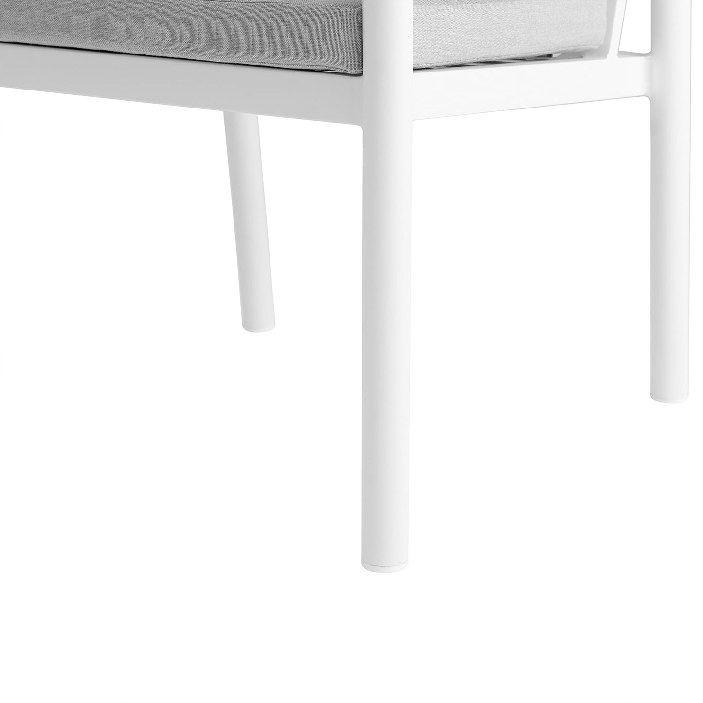 Royal White Aluminum And Teak Outdoor Dining Chair With Light Gray Fabric (Set Of 2)