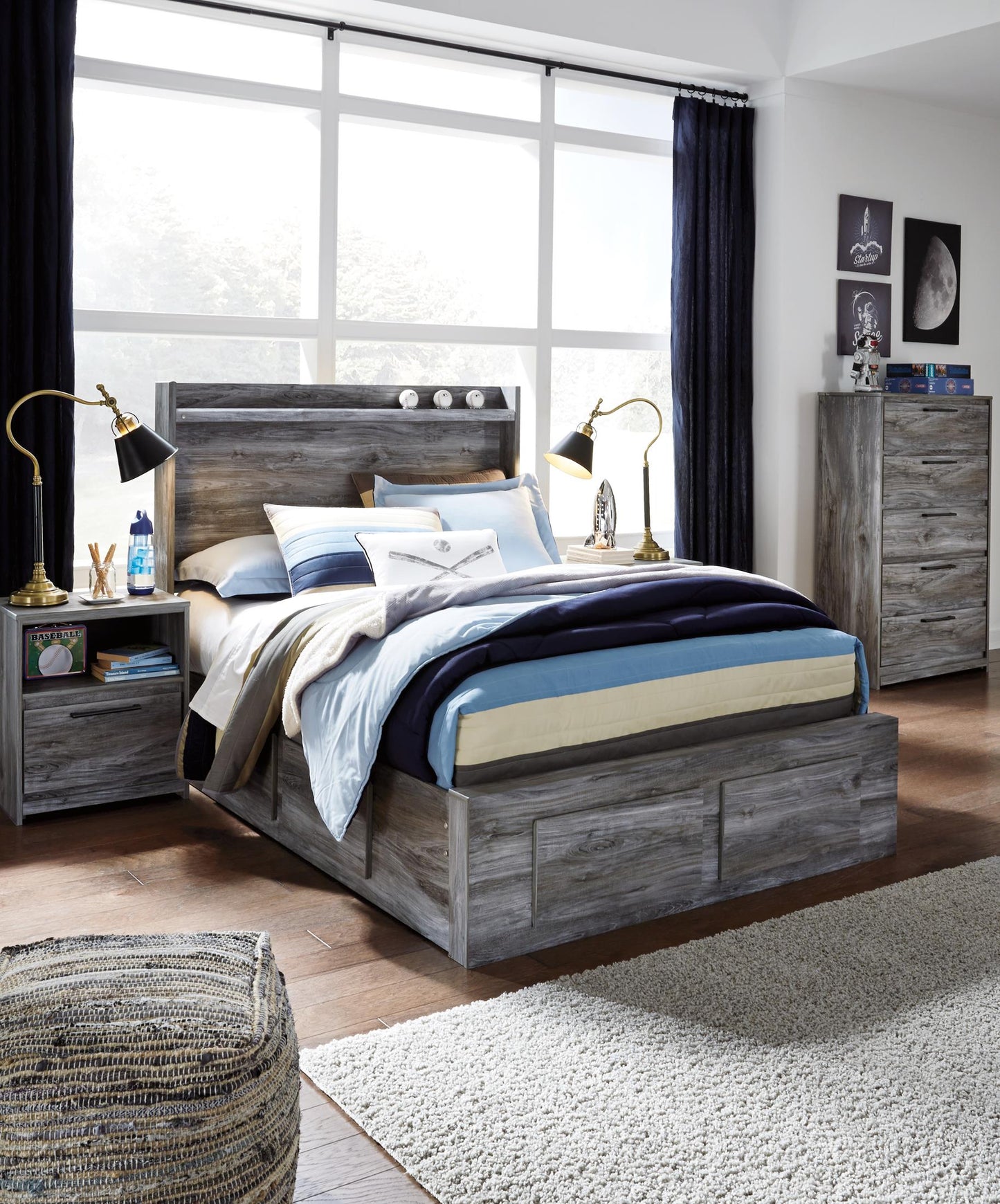 Baystorm Full Panel Bed With 6 Storage Drawers