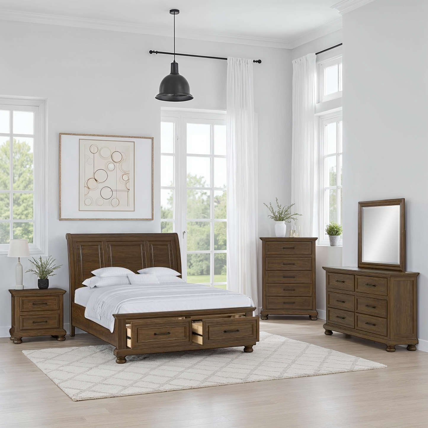 Weston 5-Piece King Storage Bedroom Set Cherry