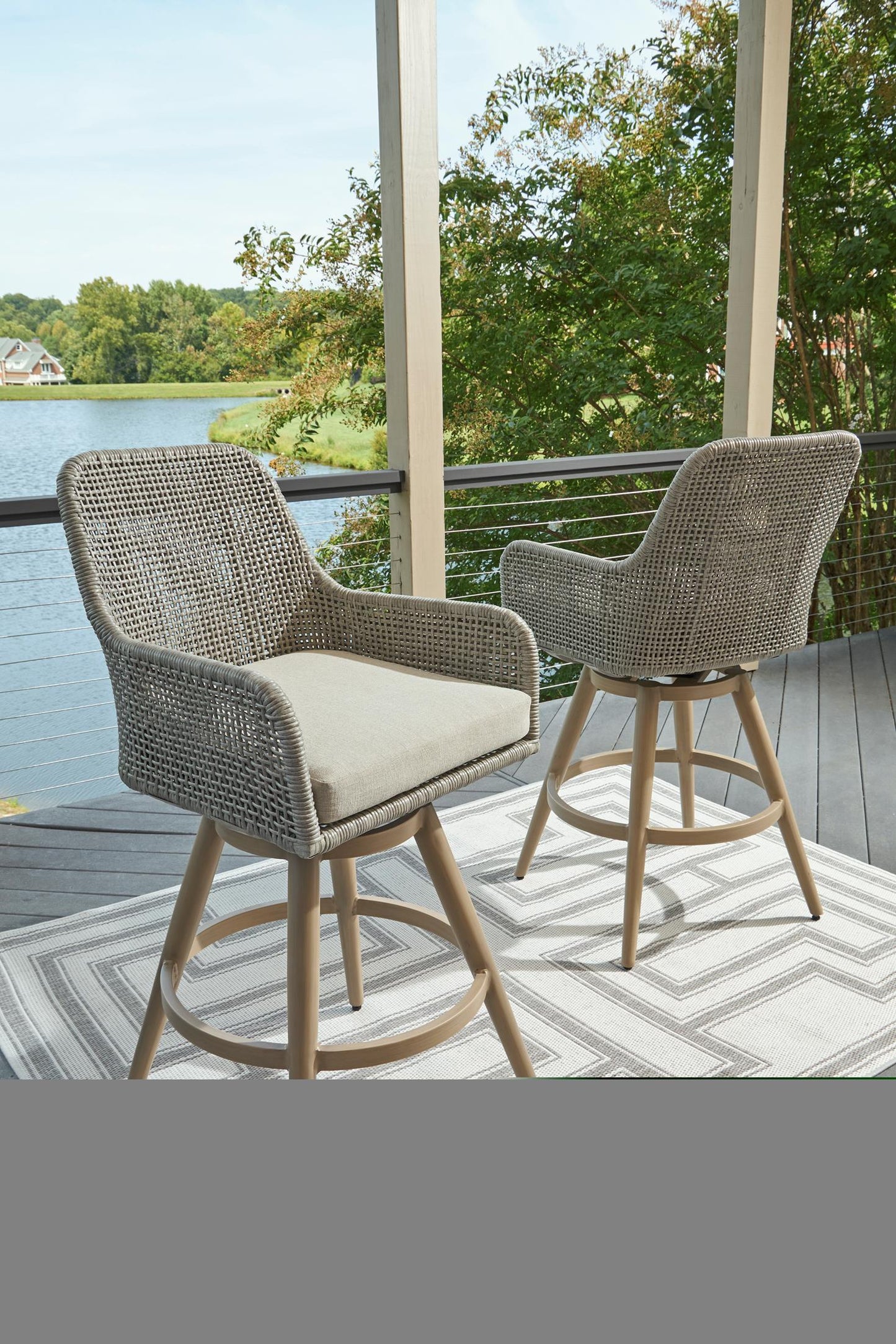 Seton Creek Bar Height Outdoor Swivel Bar Stool (Set Of 2)