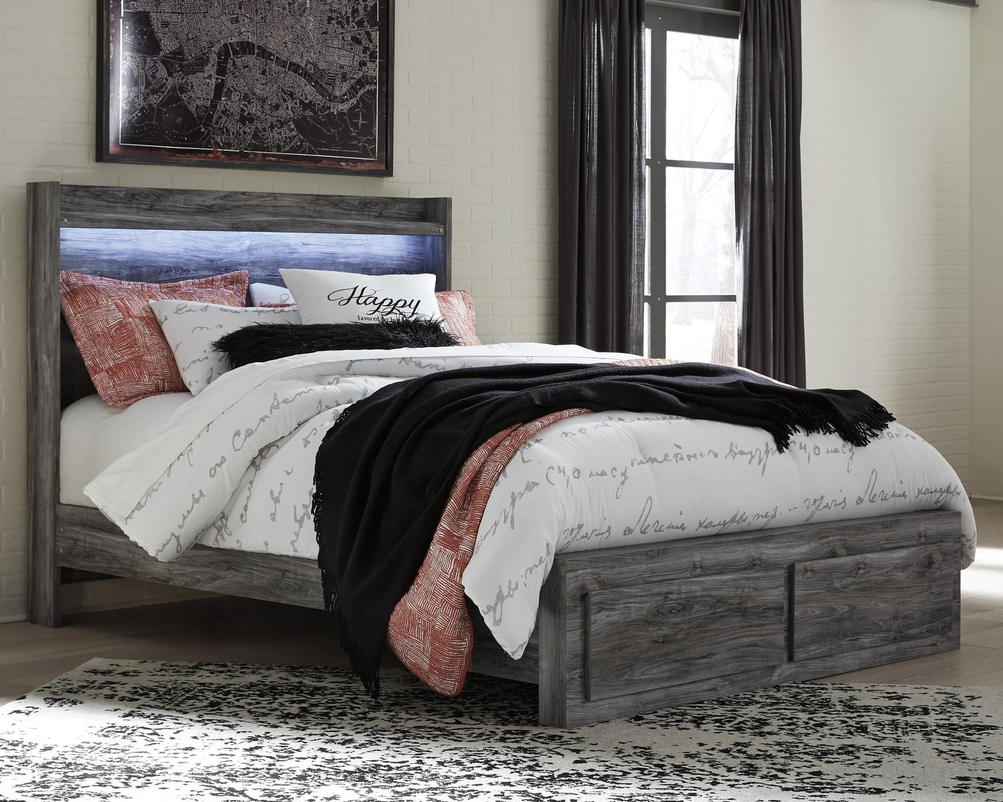 Baystorm Queen Panel Bed With 2 Storage Drawers