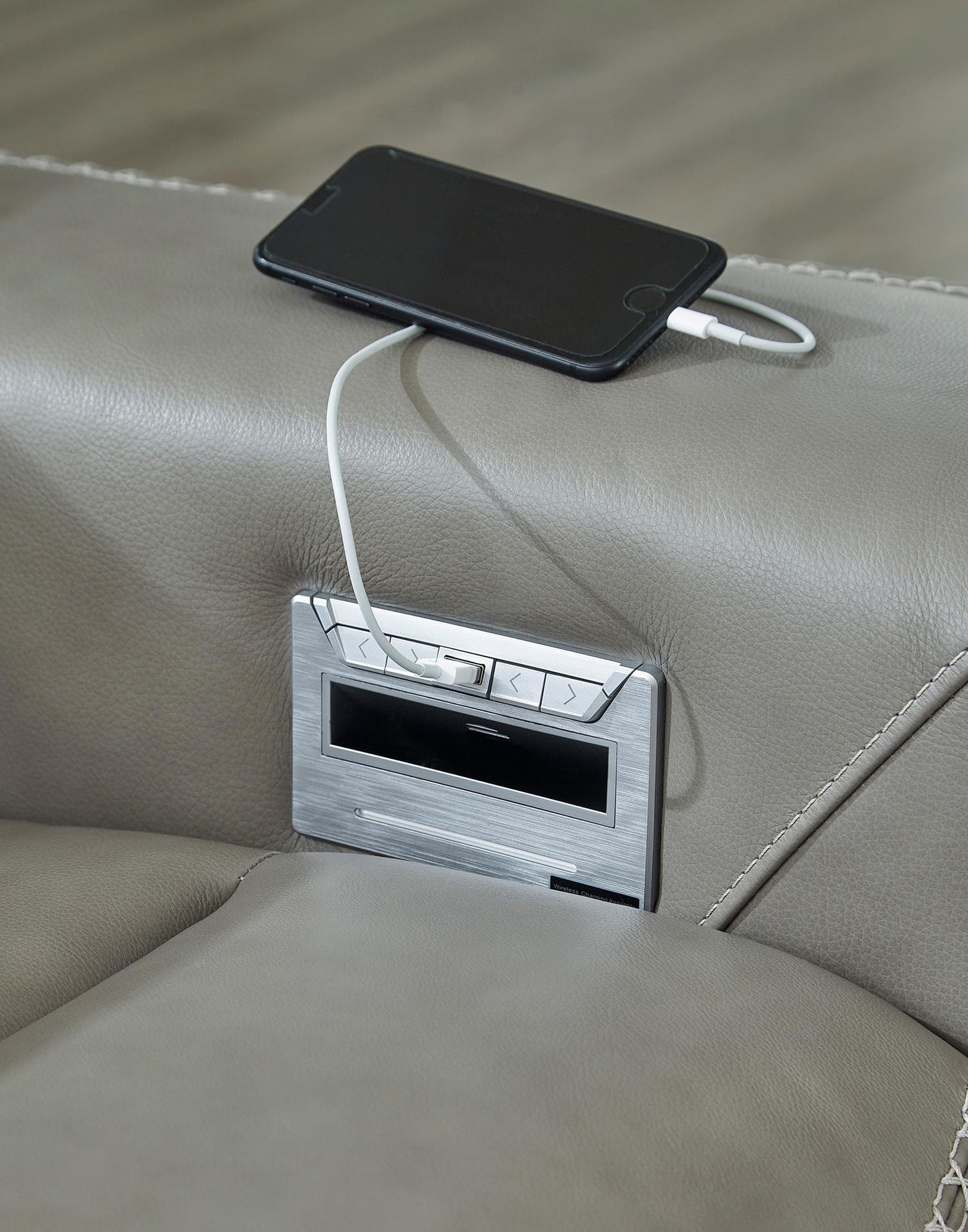 Correze 3-Piece Dual Power Leather Reclining Modular Sectional With Console And Chaise