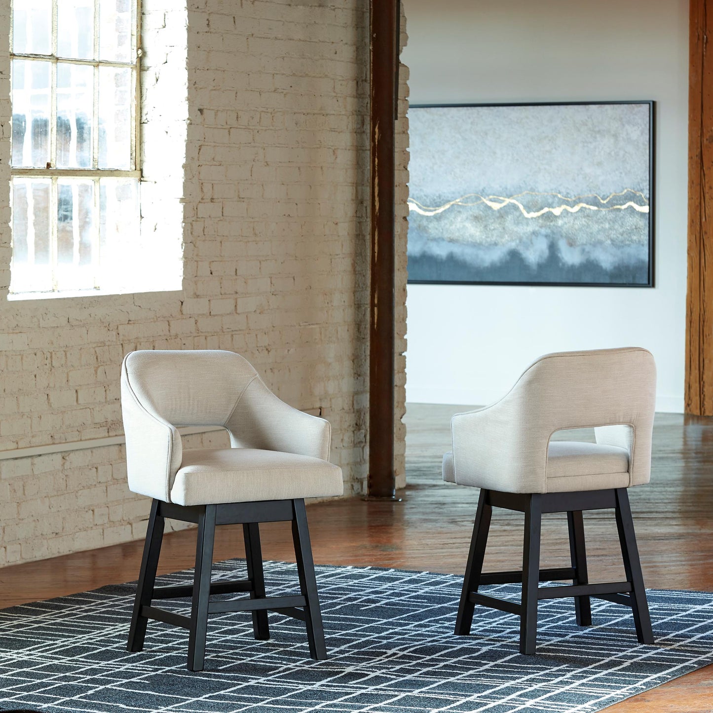 Tallenger Counter Height Upholstered Swivel Bar Stool (Set of 2)