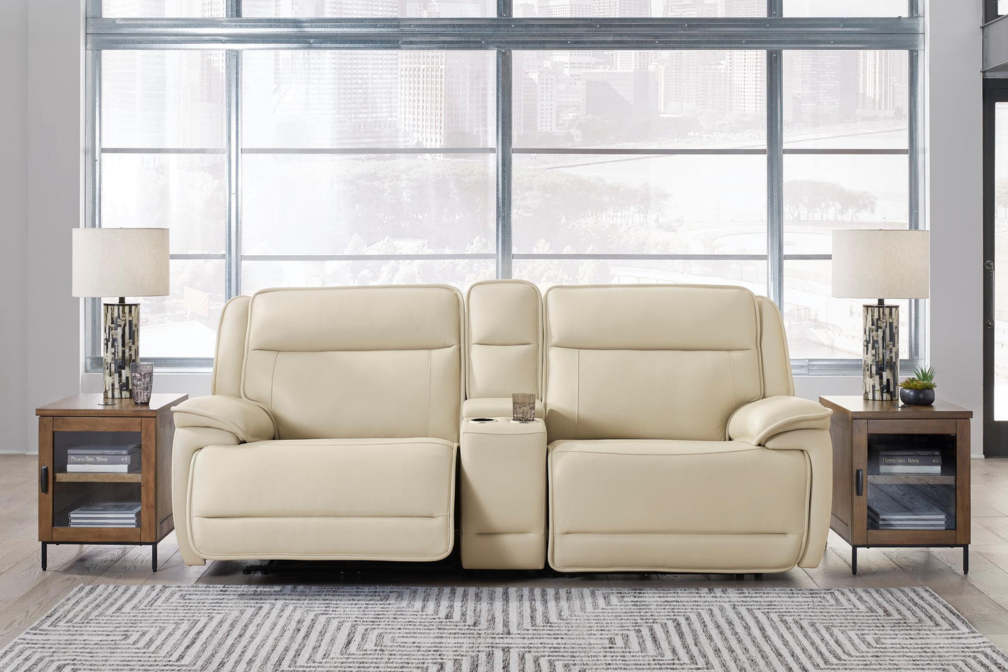 Double Deal 2-Piece Leather Power Reclining Loveseat With Console