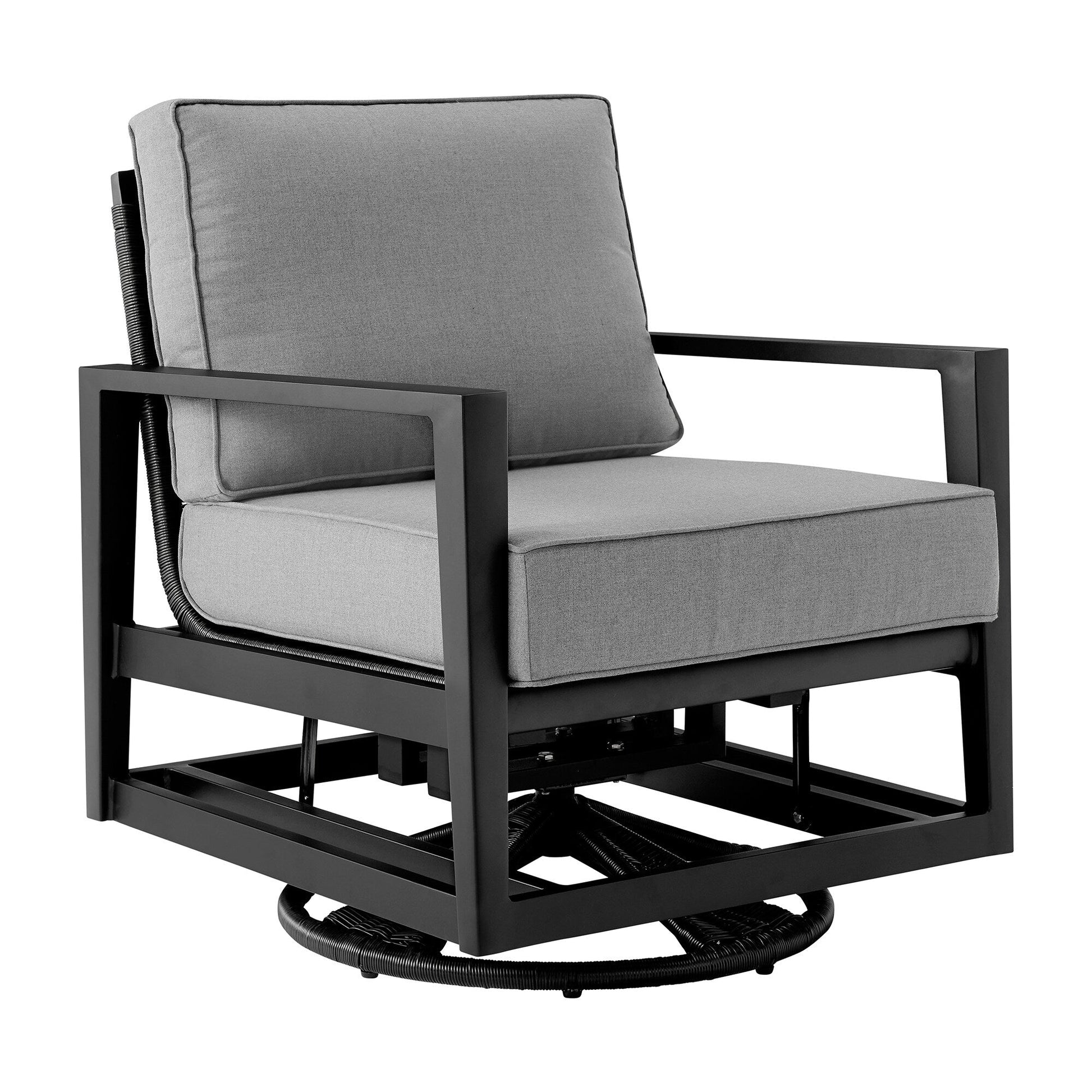 Grand Black Aluminum Outdoor Swivel Glider Chair