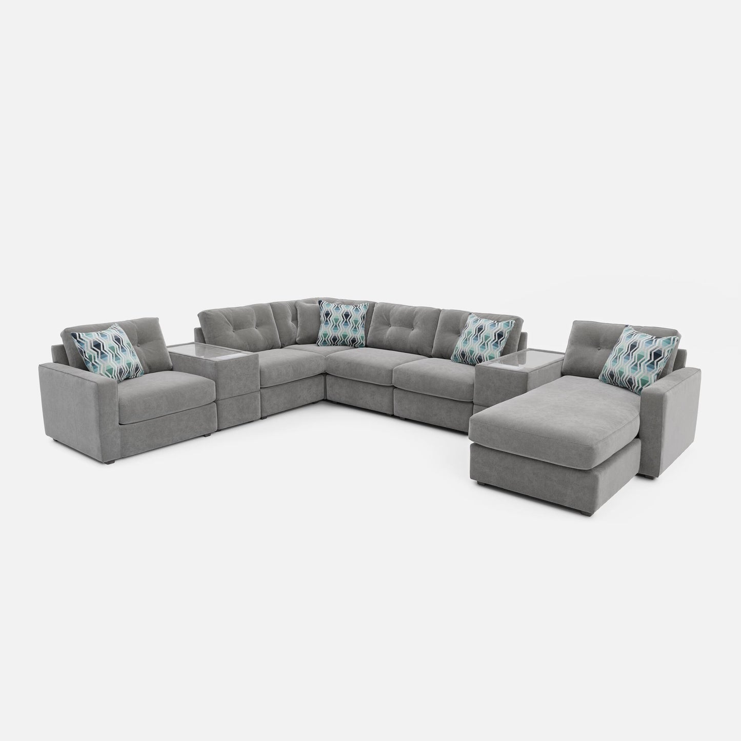 Modular One 8-Piece Sectional Chaise with E-Console
