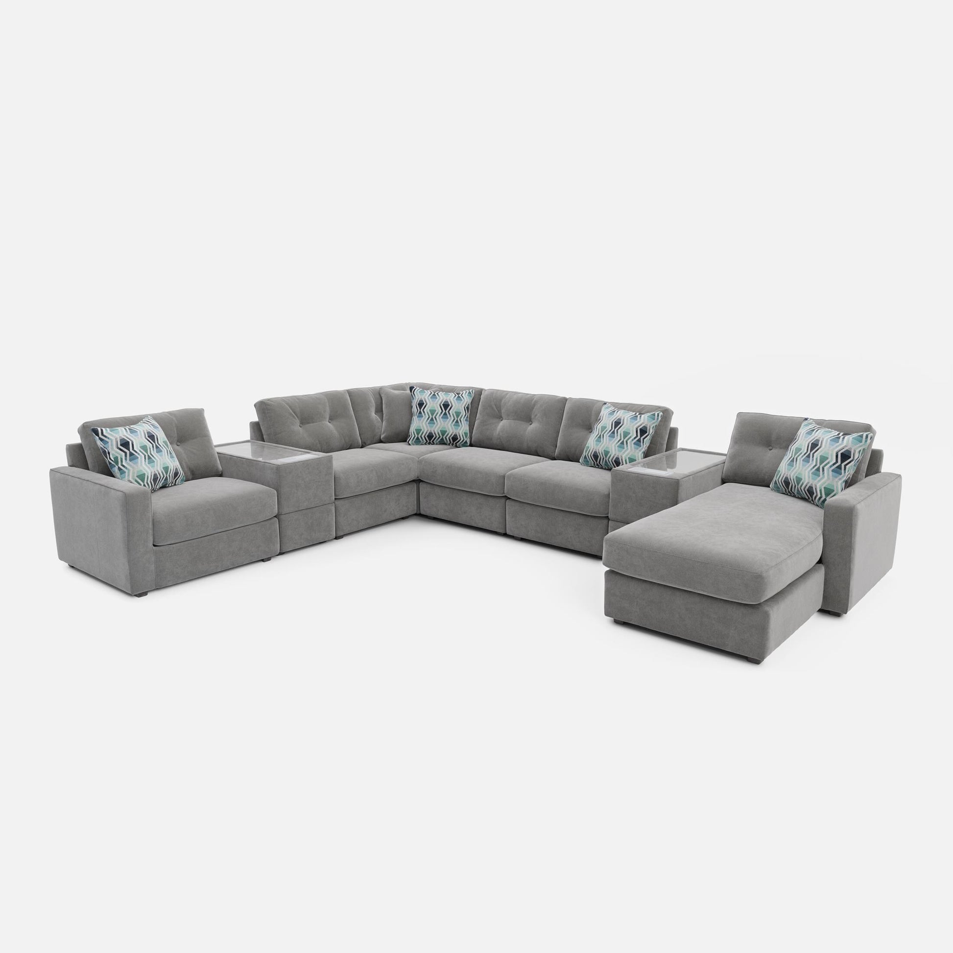 Modular One 8-Piece Sectional Chaise with E-Console