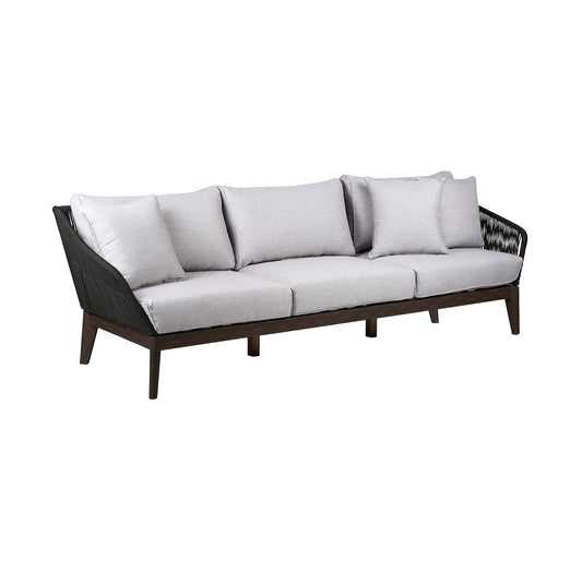 Athos Indoor Outdoor 3 Seater Sofa in Dark Eucalyptus Wood with Charco