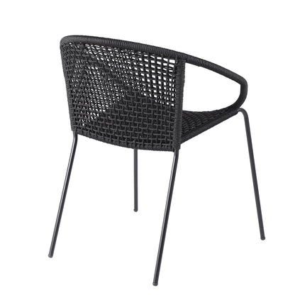 Snack Indoor Outdoor Stackable Steel Dining Chair with Black Rope (Set