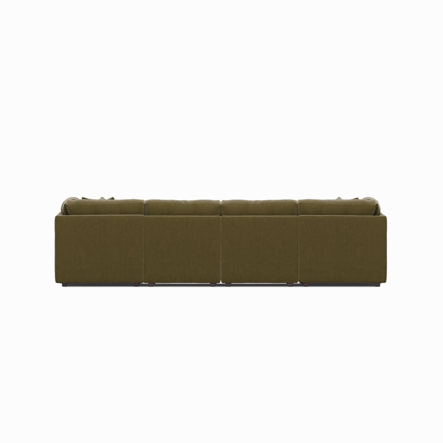 Olive modular sectional sofa with chaise seating and tufted cushion back