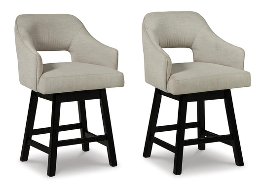 Tallenger Counter Height Upholstered Swivel Bar Stool (Set of 2) Linen