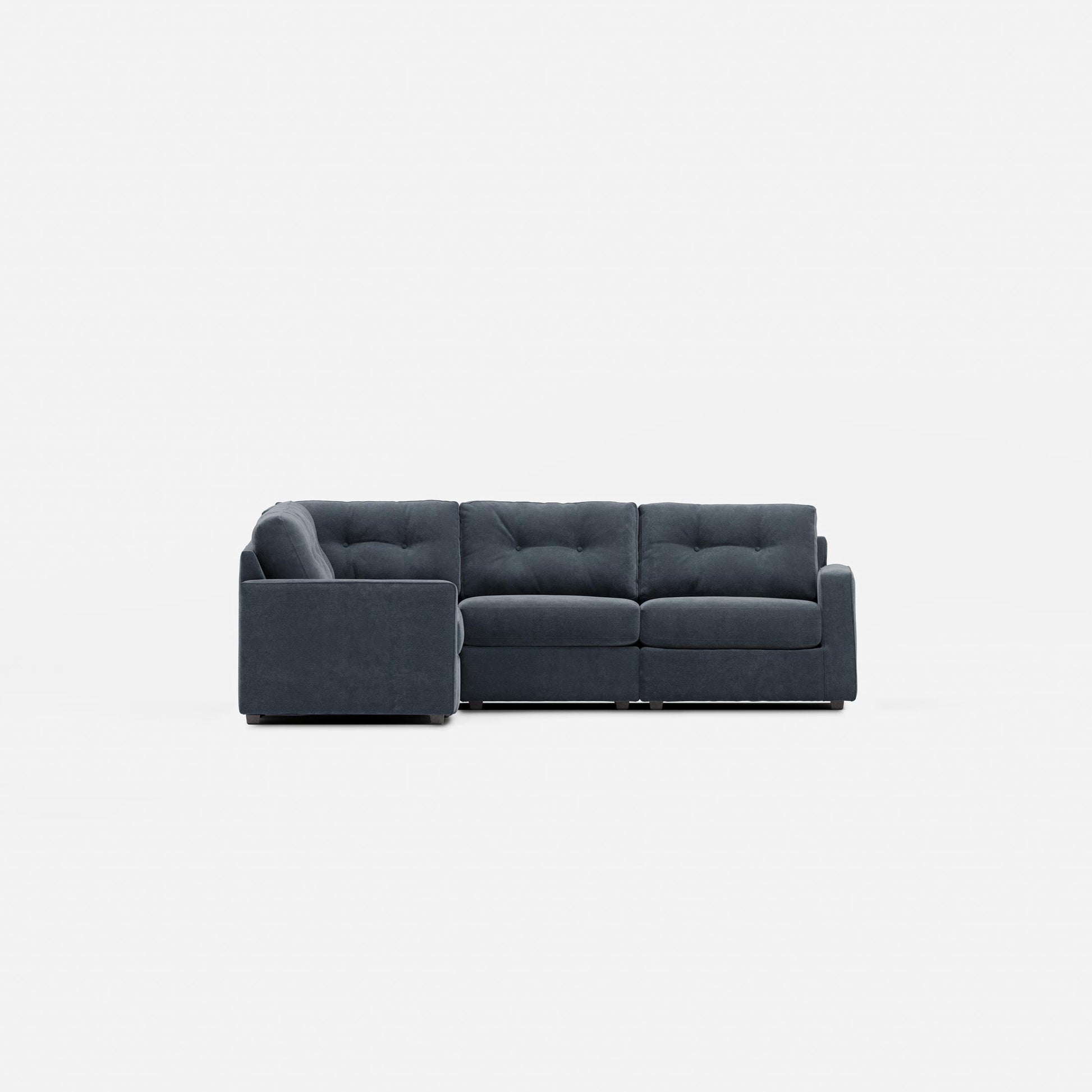 Charcoal modular sectional sofa with chaise and tufted cushions, 5-piece set