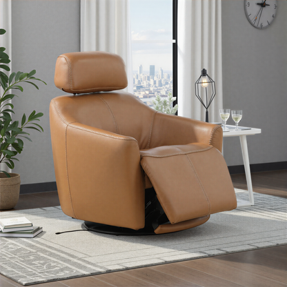 Walden Leather Power Swivel Recliner