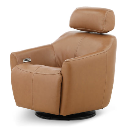 Walden Leather Power Swivel Recliner