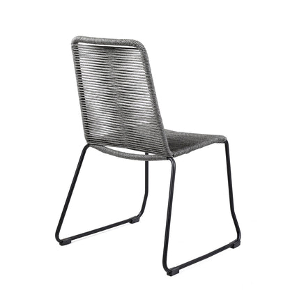 Shasta Outdoor Metal and Gray Rope Stackable Dining Chair (Set of 2)