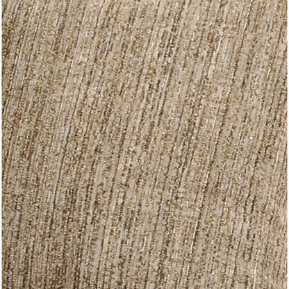 Close-up of beige textured woven upholstery fabric with fine vertical fibers
