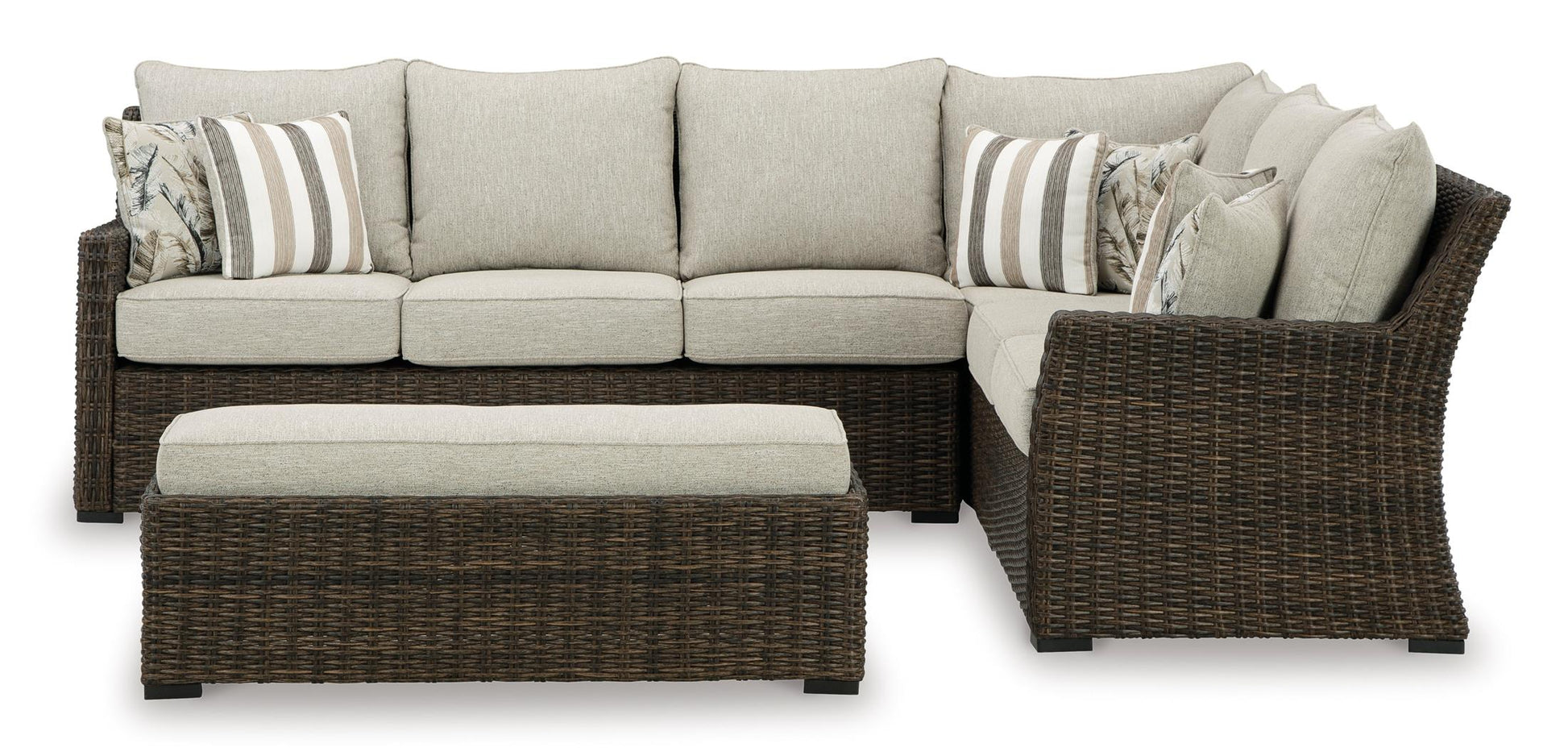 Brook Ranch Outdoor Sofa Sectional and Bench with Cushion