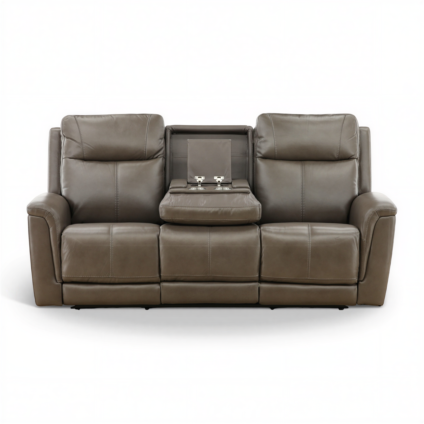 Flexsteel Trey Leather Power Reclining Sofa with Drop-Down Table
