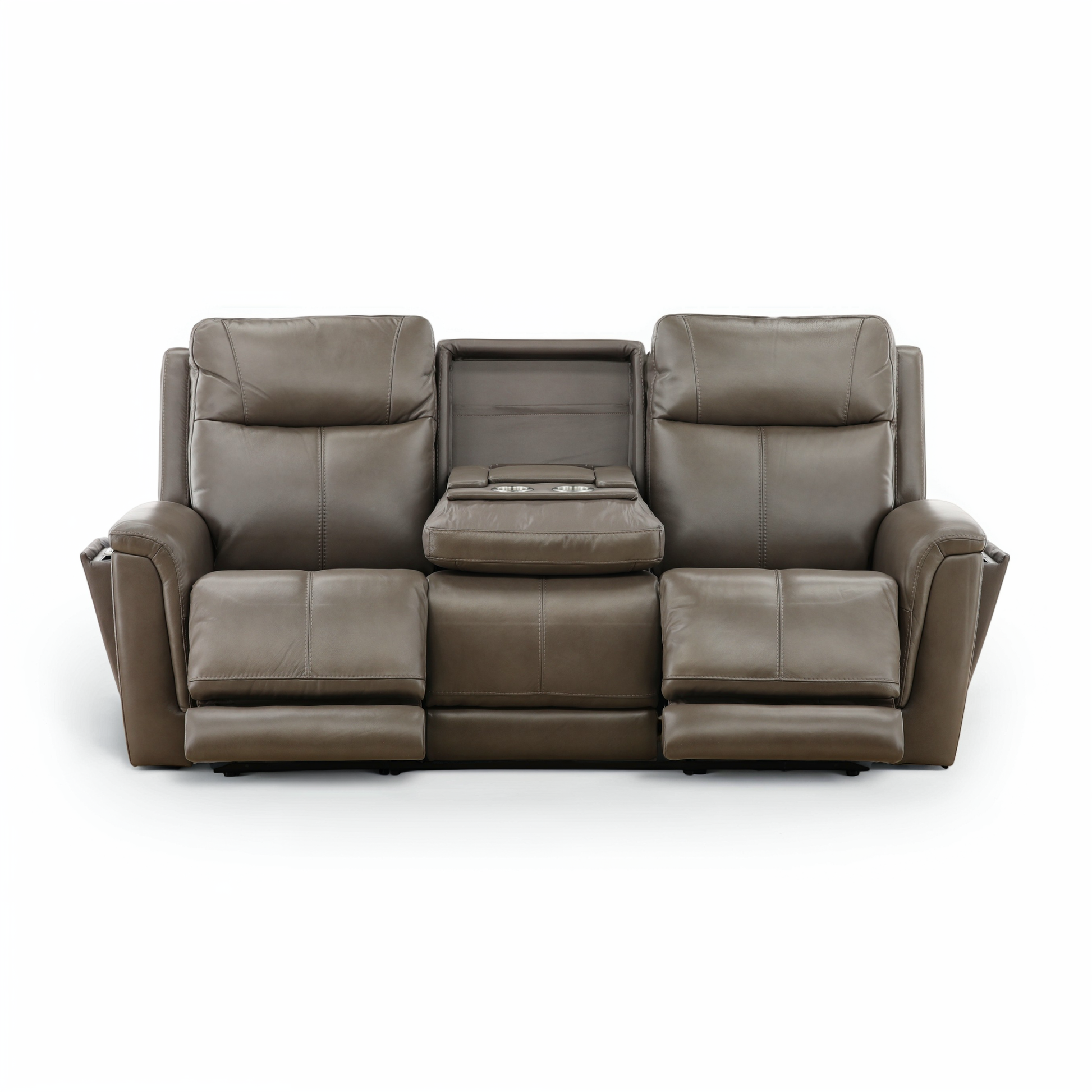 Flexsteel Trey Leather Power Reclining Sofa with Drop-Down Table