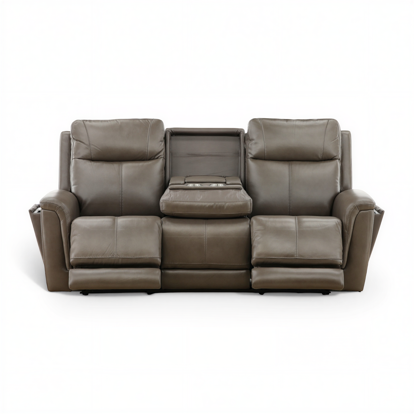Flexsteel Trey Leather Power Reclining Sofa with Drop-Down Table