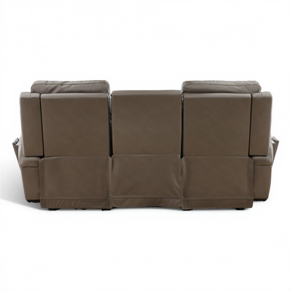 Flexsteel Trey Leather Power Reclining Sofa with Drop-Down Table