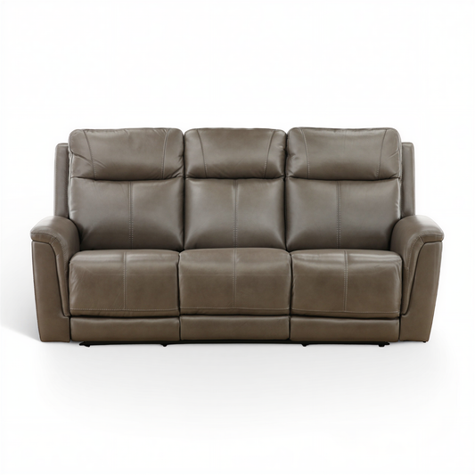 Flexsteel Trey Leather Power Reclining Sofa with Drop-Down Table