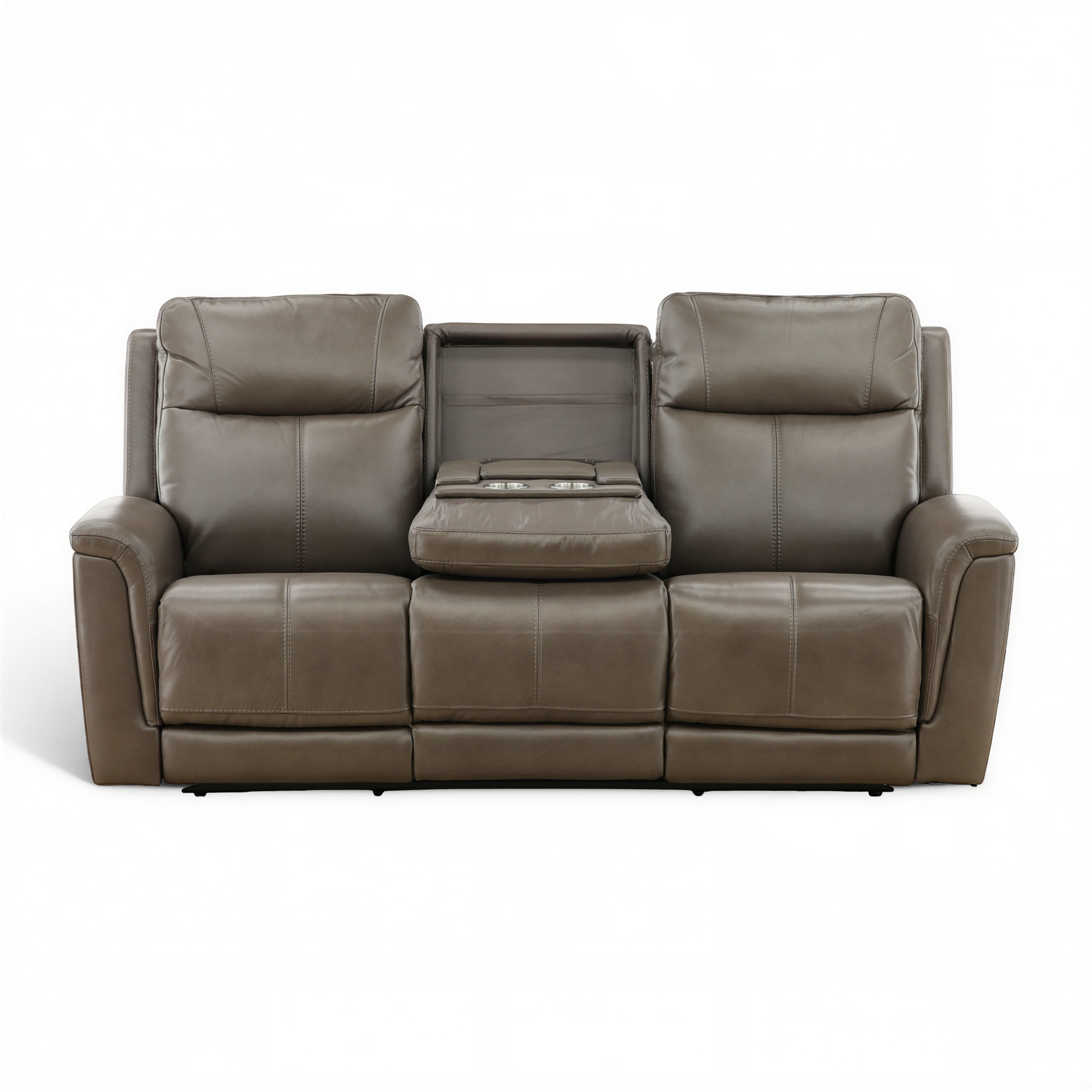 Flexsteel Trey Leather Power Reclining Sofa with Drop-Down Table
