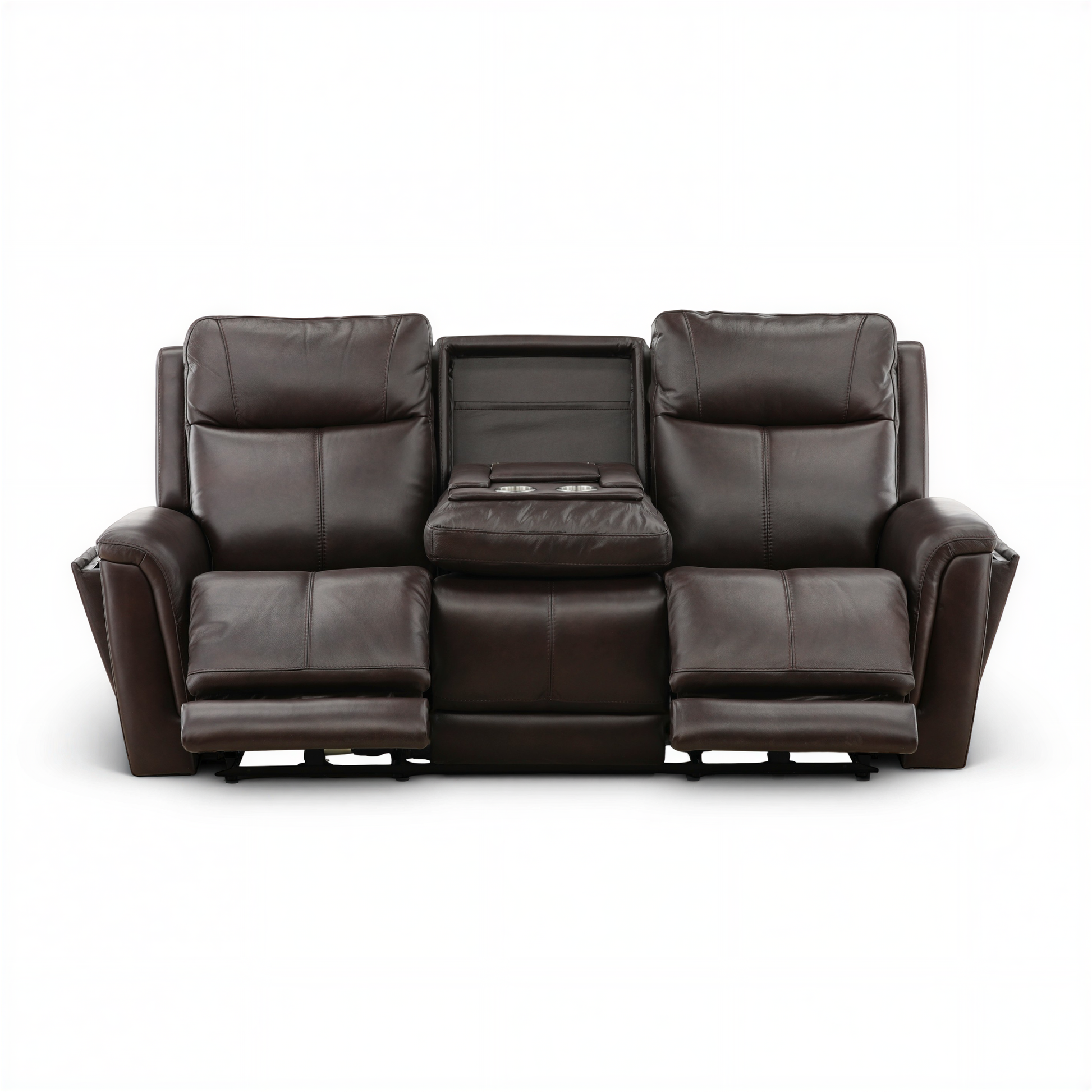 Flexsteel Trey Leather Power Reclining Sofa with Drop-Down Table