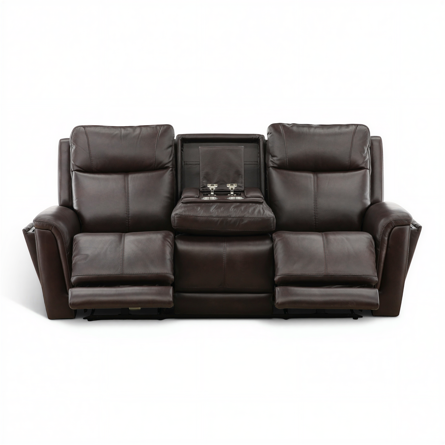 Flexsteel Trey Leather Power Reclining Sofa with Drop-Down Table