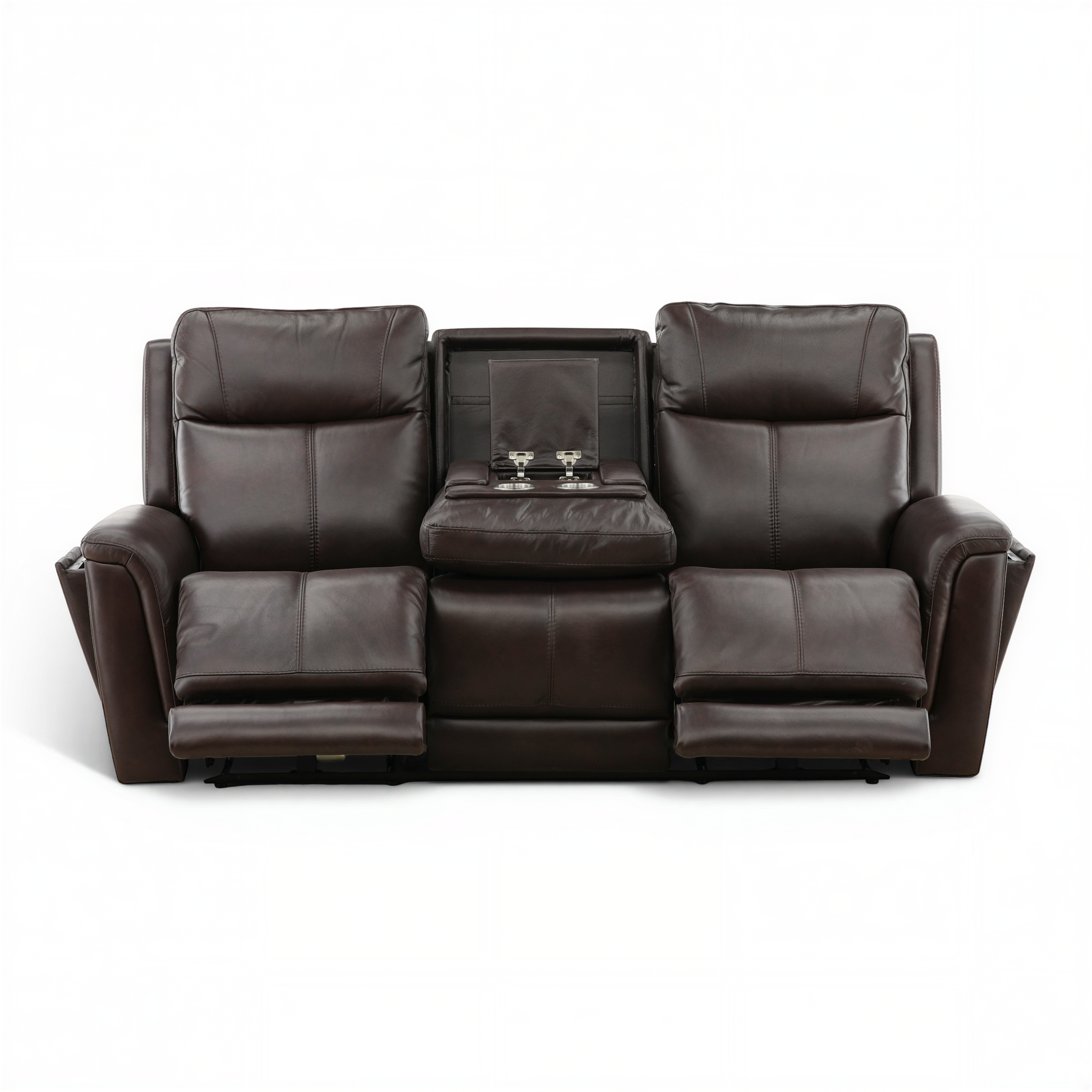 Flexsteel Trey Leather Power Reclining Sofa with Drop-Down Table