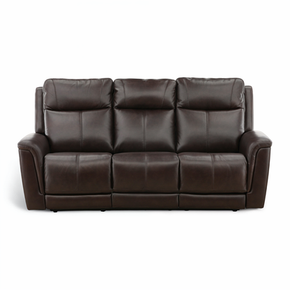Flexsteel Trey Leather Power Reclining Sofa with Drop-Down Table