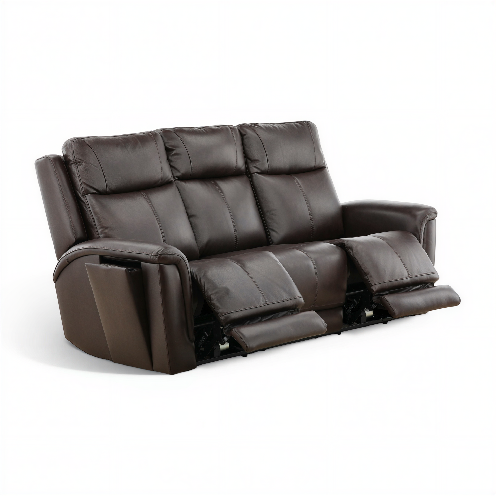 Flexsteel Trey Leather Power Reclining Sofa with Drop-Down Table