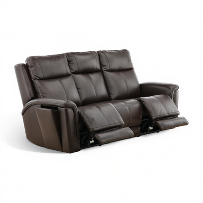 Flexsteel Trey Leather Power Reclining Sofa with Drop-Down Table