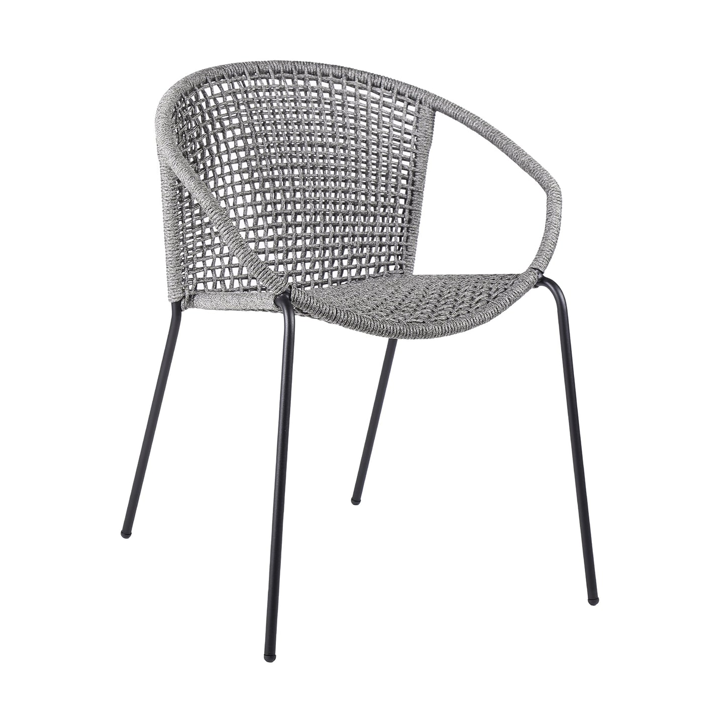 Snack Indoor Outdoor Stackable Steel Dining Chair with Gray Rope (Set 