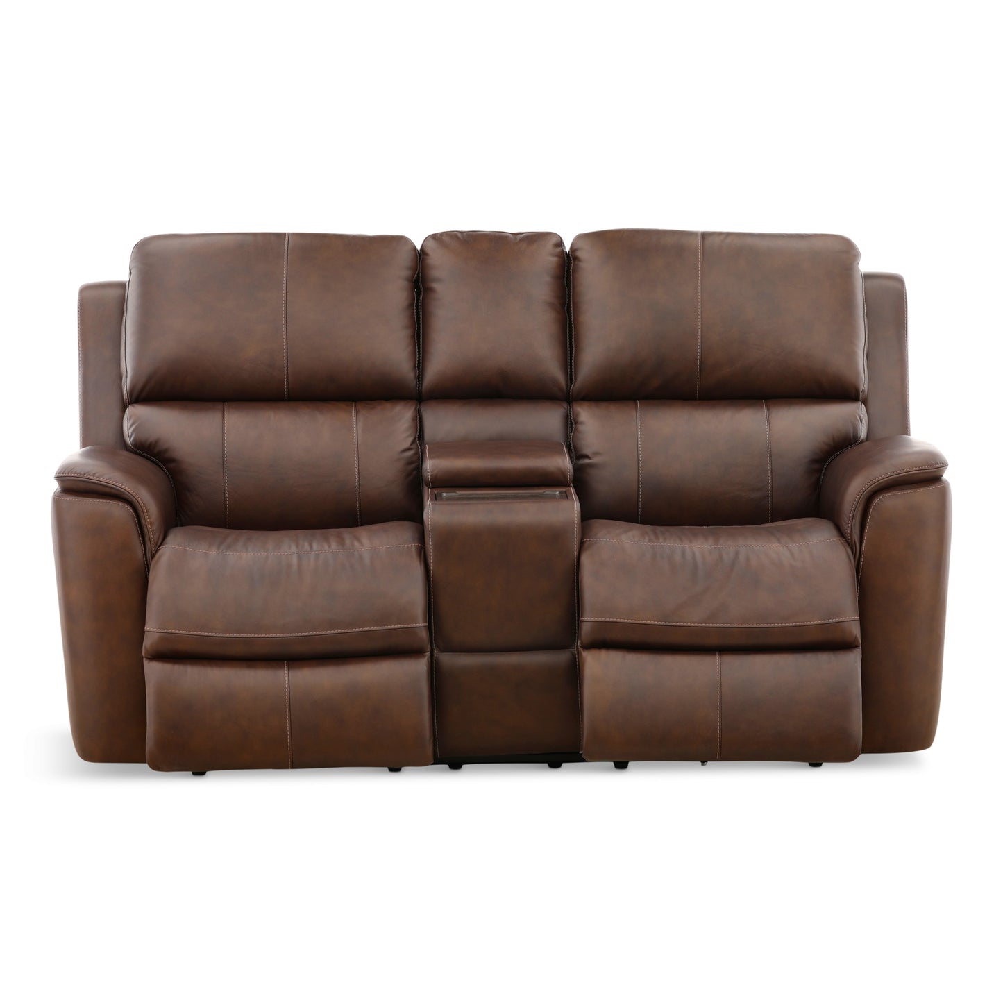 Flexsteel Karson Leather Power Reclining Console Loveseat