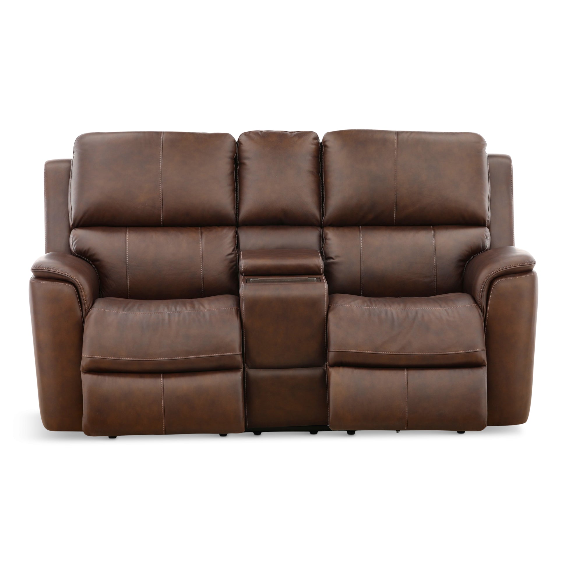 Flexsteel Karson Leather Power Reclining Console Loveseat