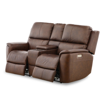 Flexsteel Karson Leather Power Reclining Console Loveseat