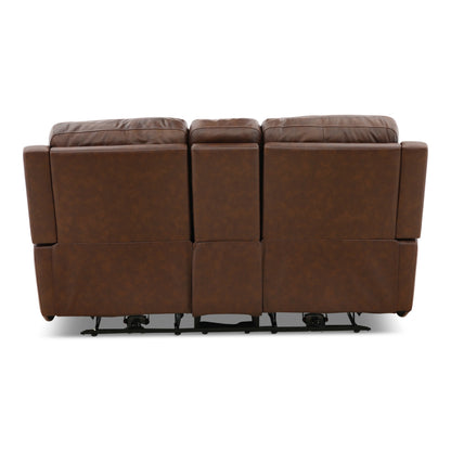 Flexsteel Karson Leather Power Reclining Console Loveseat