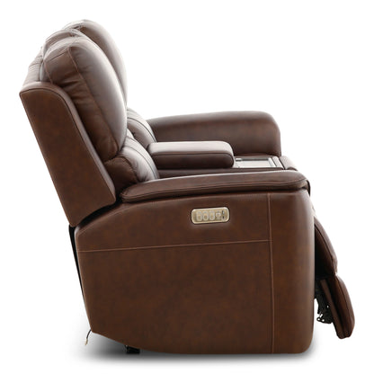 Flexsteel Karson Leather Power Reclining Console Loveseat