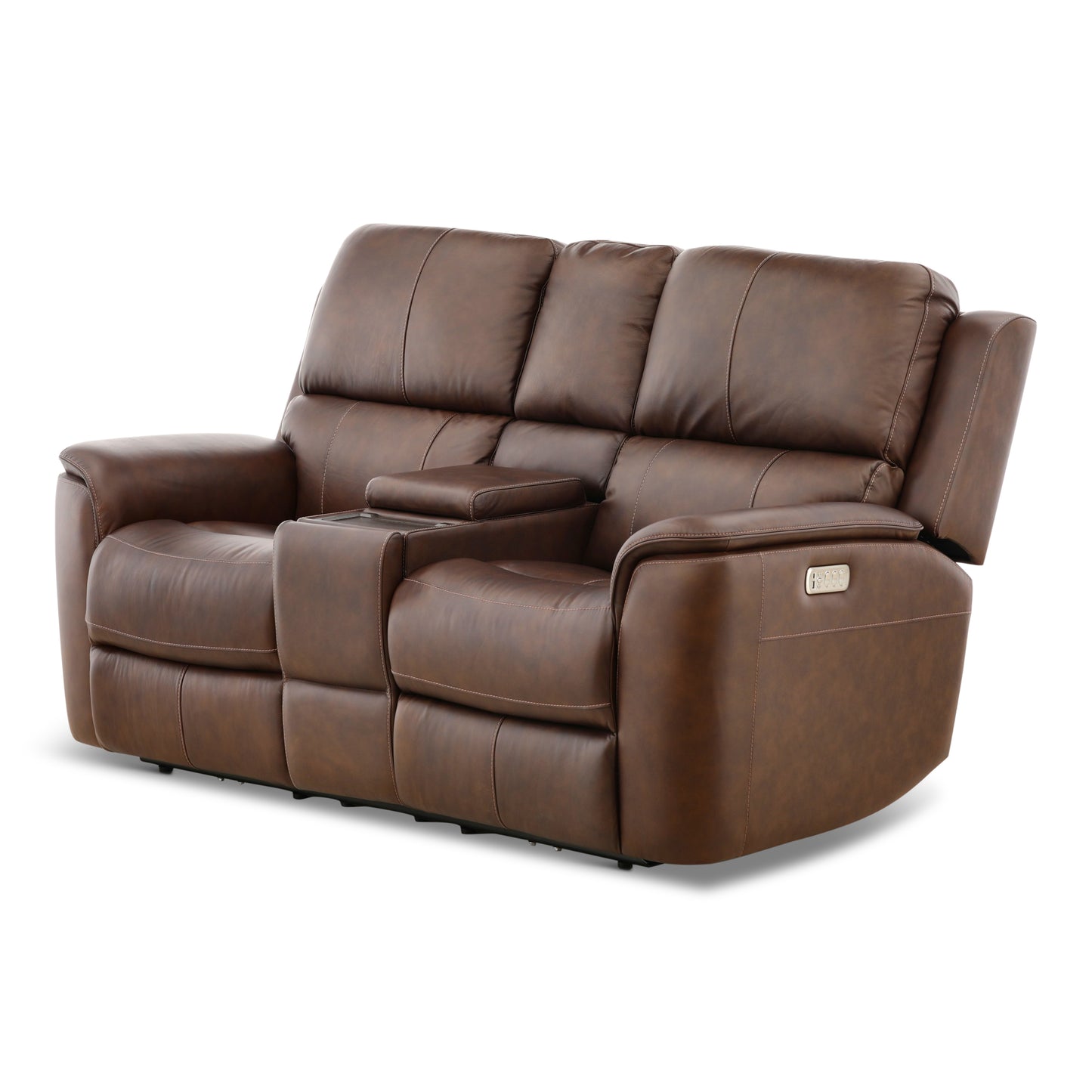 Flexsteel Karson Leather Power Reclining Console Loveseat