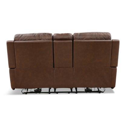 Flexsteel Karson Leather Power Reclining Console Loveseat