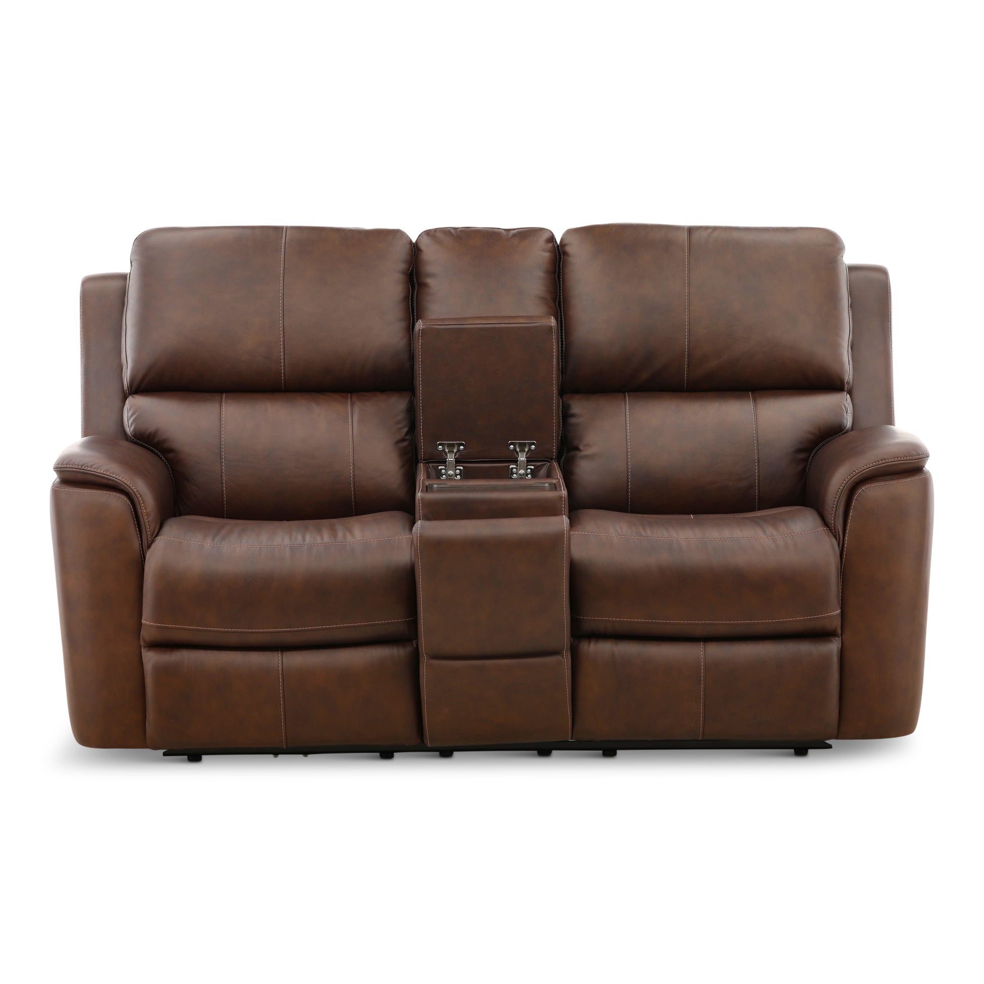 Flexsteel Karson Leather Power Reclining Console Loveseat