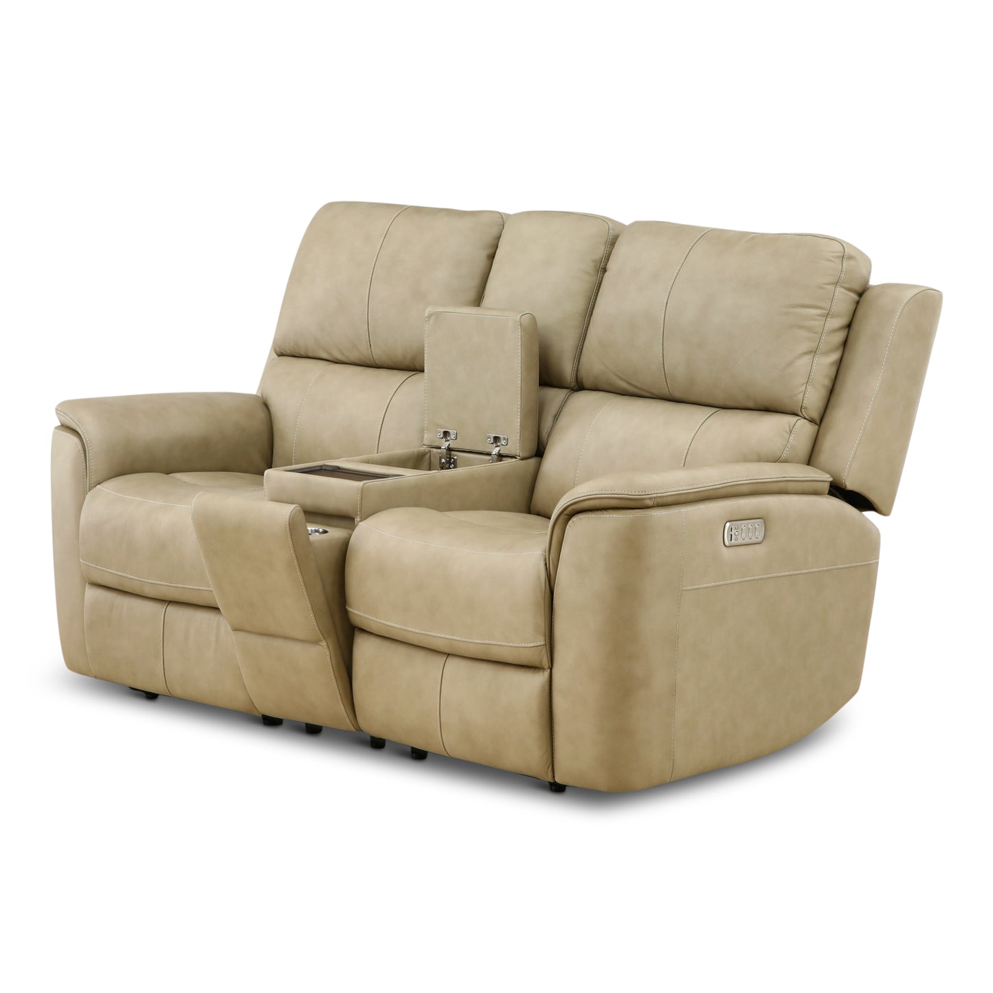 Flexsteel Karson Leather Power Reclining Console Loveseat