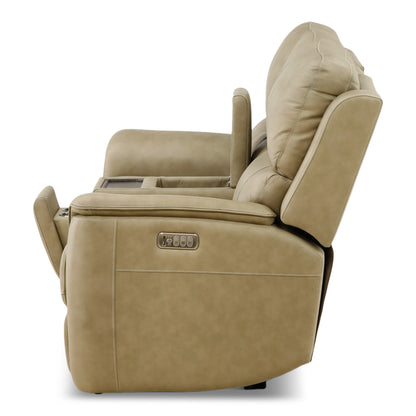 Flexsteel Karson Leather Power Reclining Console Loveseat