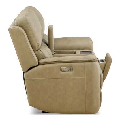 Flexsteel Karson Leather Power Reclining Console Loveseat