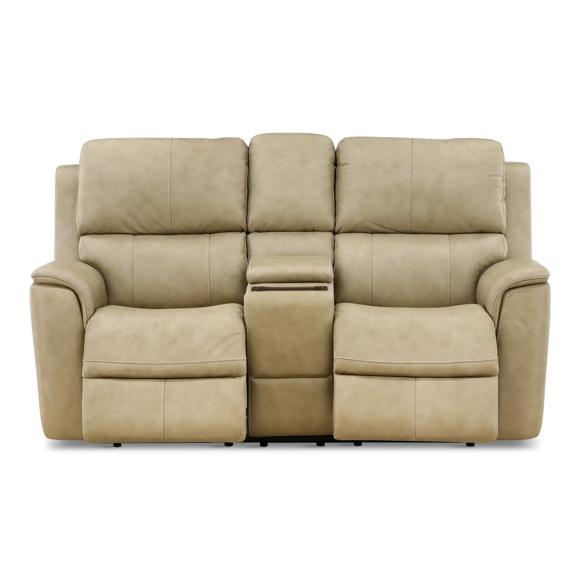 Flexsteel Karson Leather Power Reclining Console Loveseat