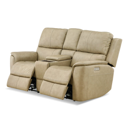 Flexsteel Karson Leather Power Reclining Console Loveseat