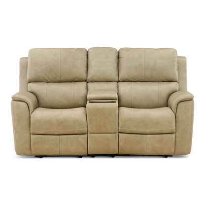 Flexsteel Karson Leather Power Reclining Console Loveseat