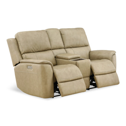 Flexsteel Karson Leather Power Reclining Console Loveseat